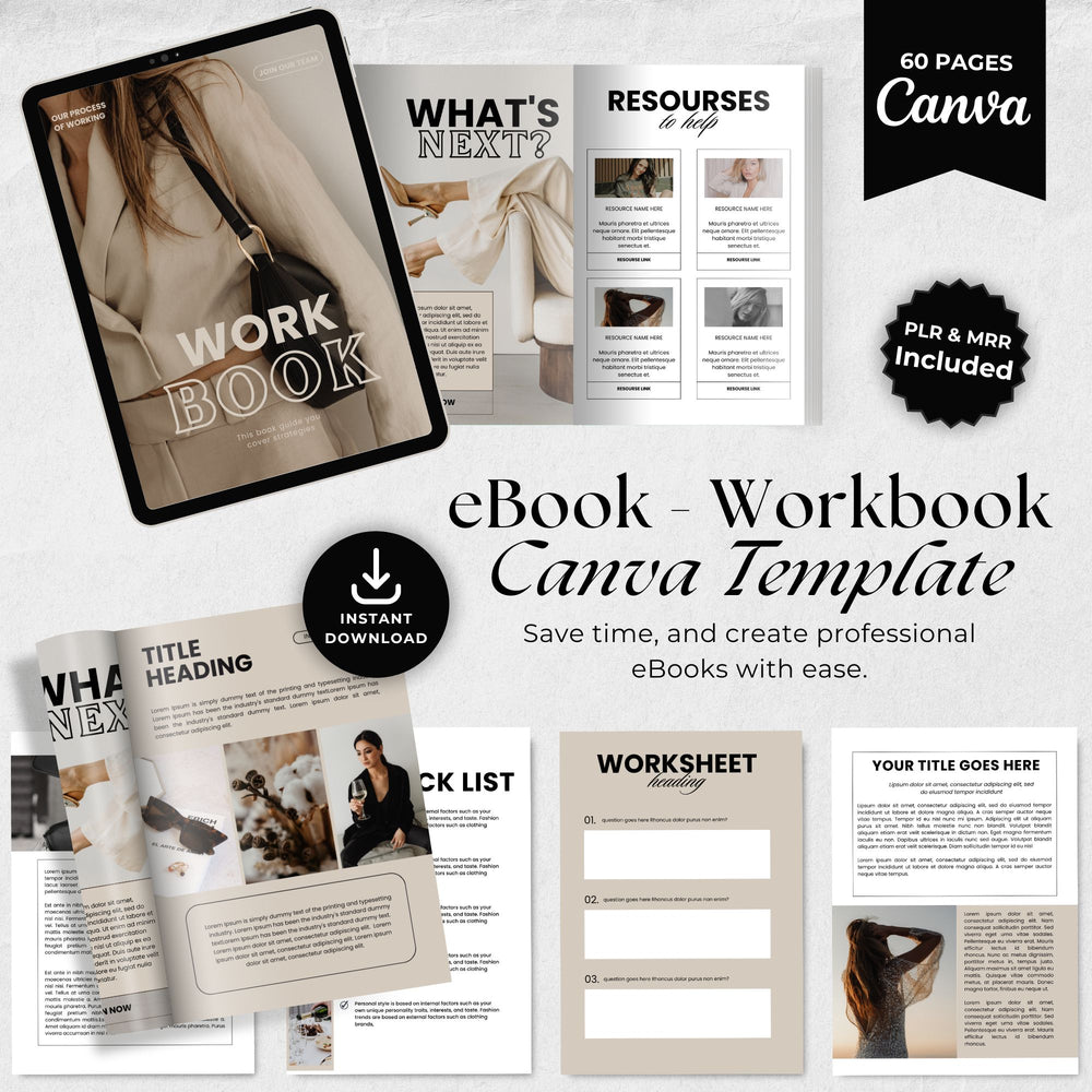 Beige Aesthetic eBook Workbook Canva Template