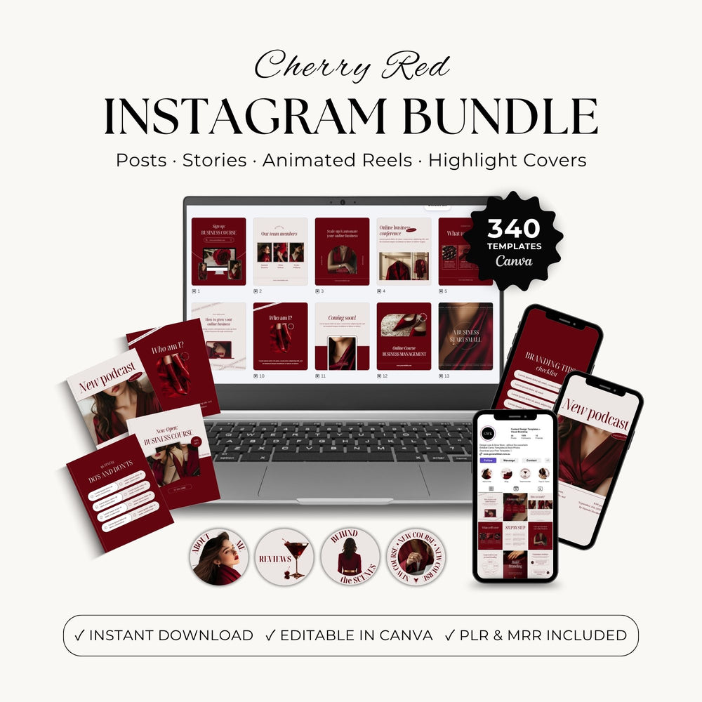 Cherry Red Instagram Template Bundle