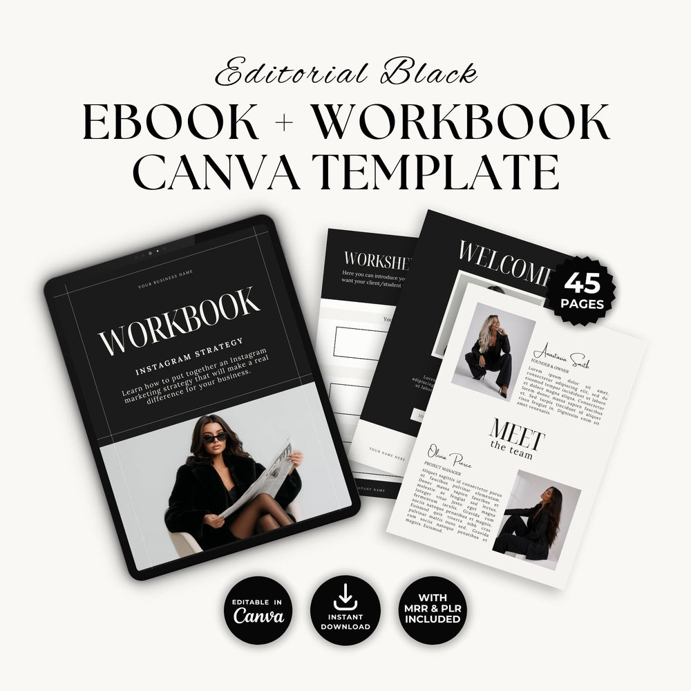 45 Page Editorial Black eBook Workbook Template