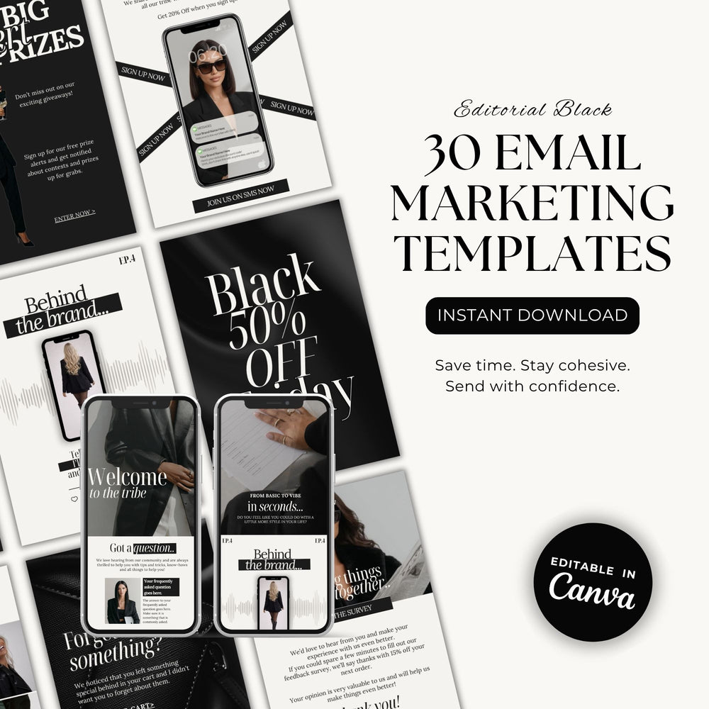 30 Editorial Black Email Marketing Templates