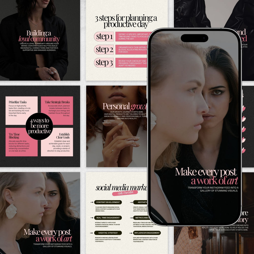 Pink Aesthetic Faceless Instagram Template Bundle