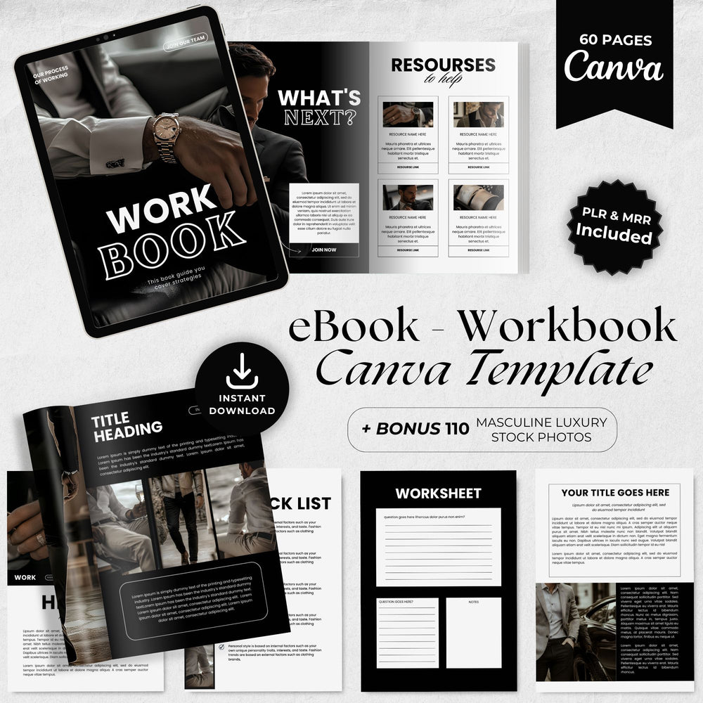Luxury Mens eBook Workbook Canva Template