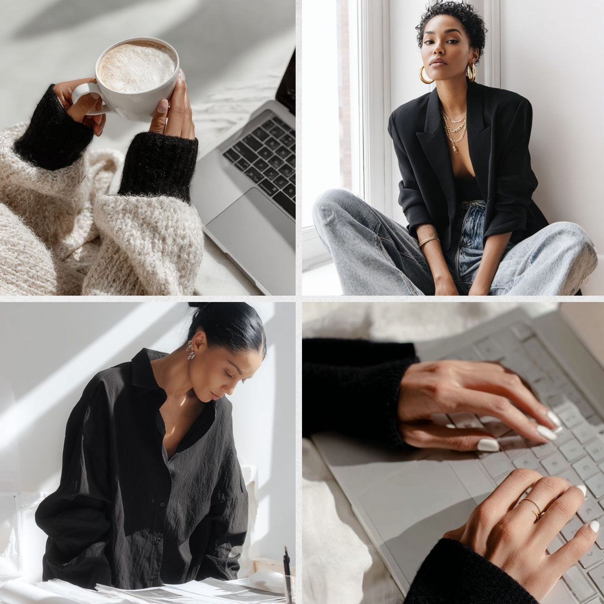 Modern Girl Boss in Black Stock Photos