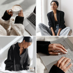 Modern Girl Boss in Black Stock Photos