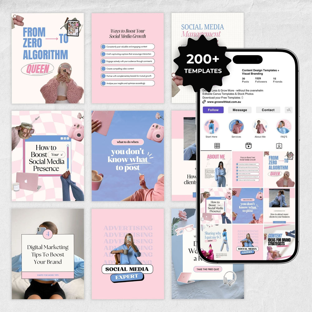 Trendy Pink Aesthetic Instagram Template Bundle