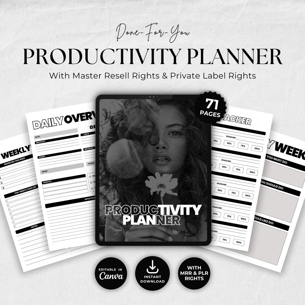Editable Productivity Planner Canva Template