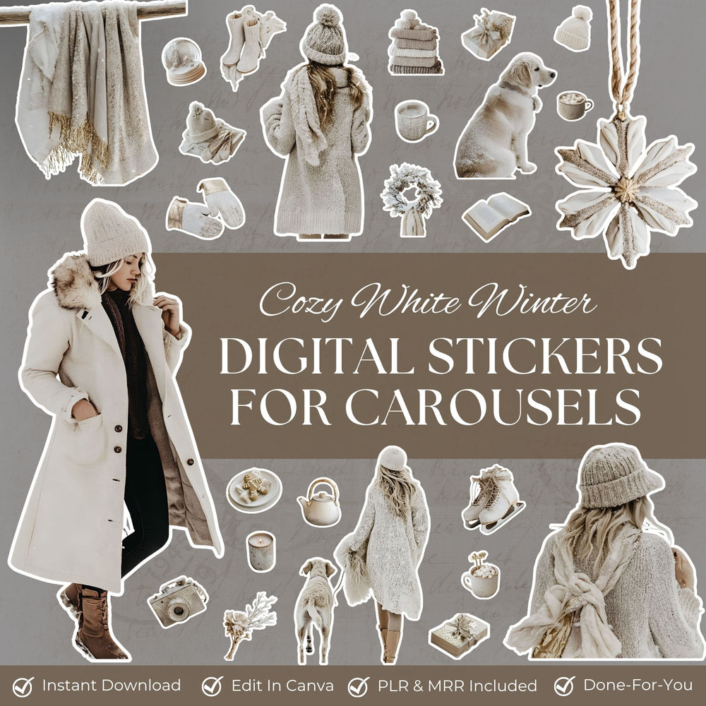 Cozy White Winter Digital Stickers